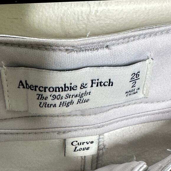 ABERCROMBIE & FITCH Curve Love 90s Straight Jean Metallic Silver Sz 26/2 {P50} - Picture 6 of 7
